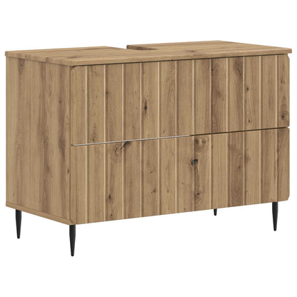 vidaXL 4 Piece Bathroom Cabinet Set ZWOLLE Artisan Oak Engineered Wood 5