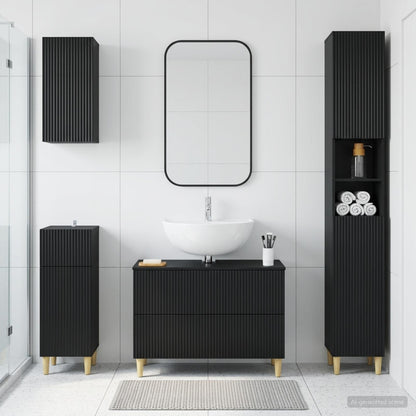 vidaXL 4 Piece Bathroom Cabinet Set ARNHEM Black Engineered Wood 1