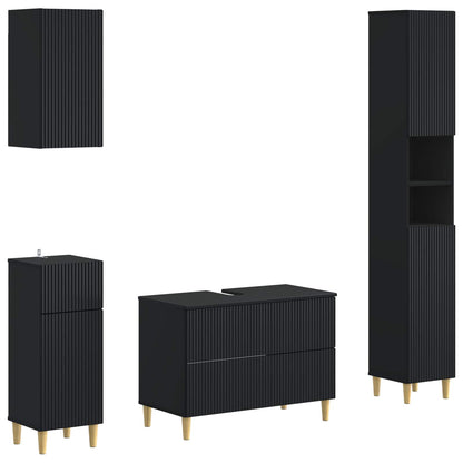 vidaXL 4 Piece Bathroom Cabinet Set ARNHEM Black Engineered Wood 2