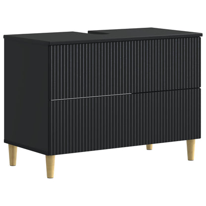 vidaXL 4 Piece Bathroom Cabinet Set ARNHEM Black Engineered Wood 5