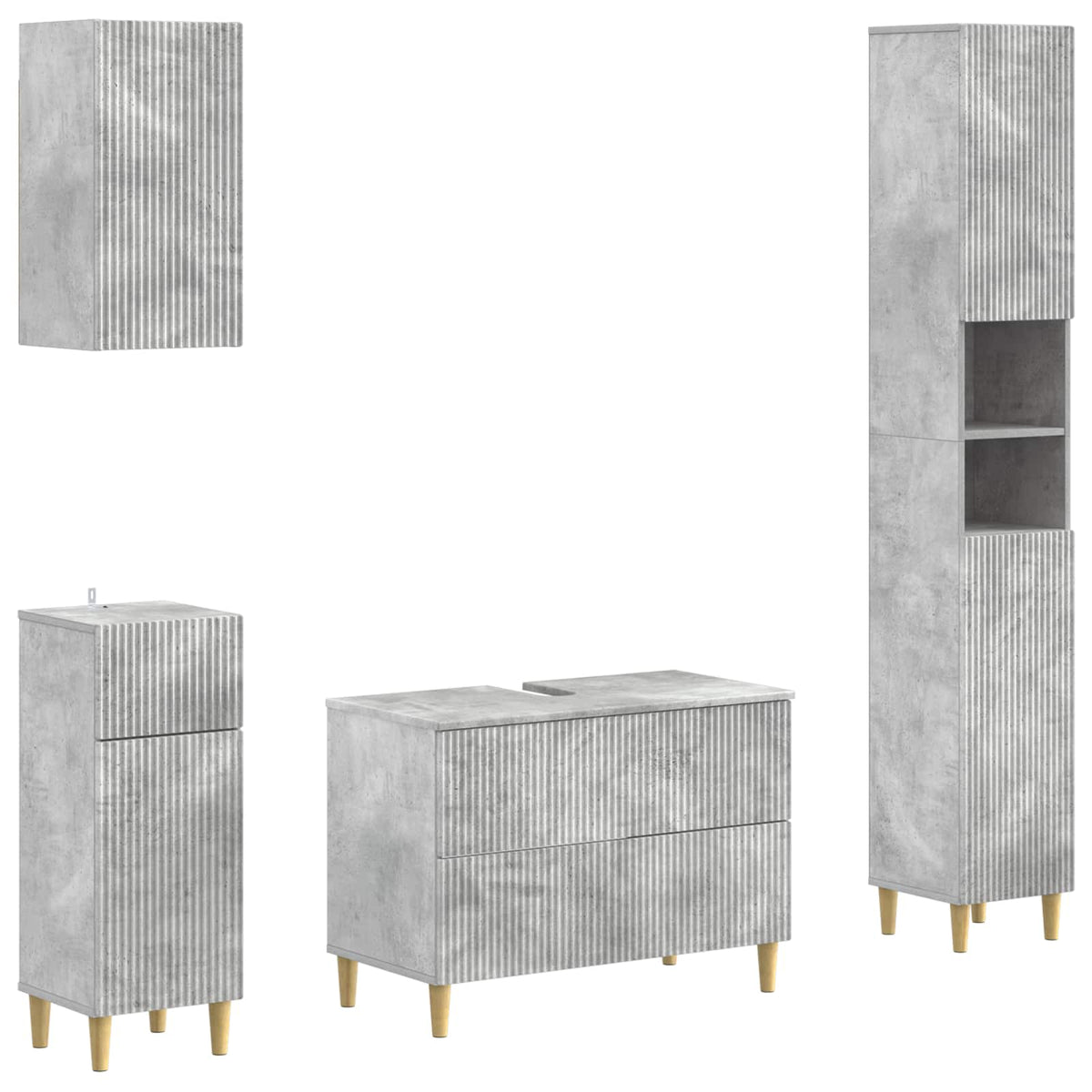 vidaXL 4 Piece Bathroom Cabinet Set ARNHEM Concrete Grey 2