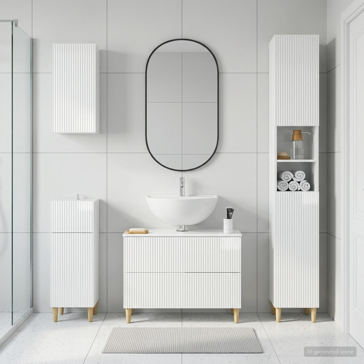 vidaXL 4 Piece Bathroom Cabinet Set ARNHEM High Gloss White 1