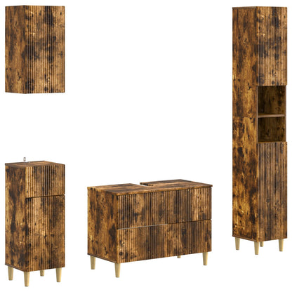 vidaXL 4 Piece Bathroom Cabinet Set ARNHEM Smoked Oak Engineered Wood 2