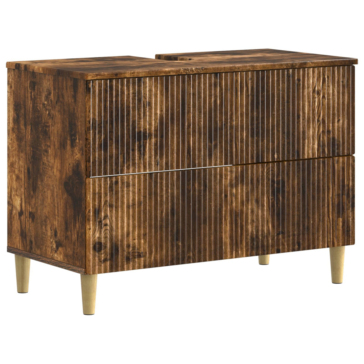 vidaXL 4 Piece Bathroom Cabinet Set ARNHEM Smoked Oak Engineered Wood 5