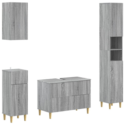4 Piece Bathroom Cabinet Set ALKMAAR Grey sonoma Full vertical stripes