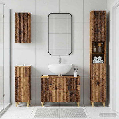 vidaXL 4 Piece Bathroom Cabinet Set ARNHEM Old Wood Engineered Wood 1