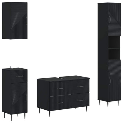 vidaXL 4 Piece Bathroom Cabinet Set HAARLEM Black Engineered Wood 2