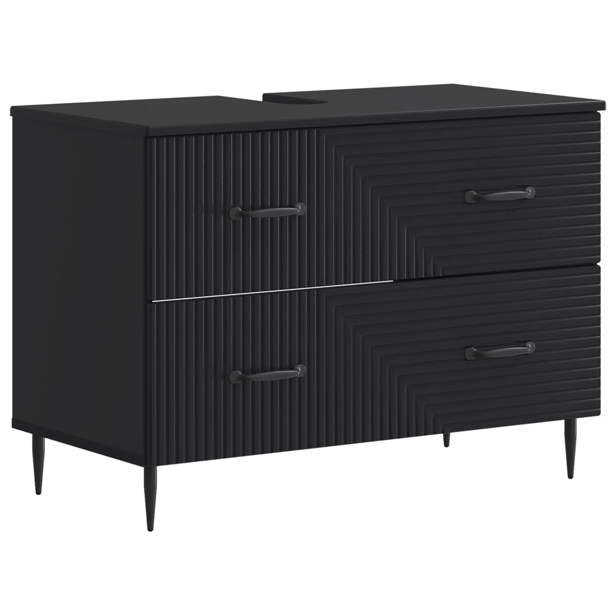 vidaXL 4 Piece Bathroom Cabinet Set HAARLEM Black Engineered Wood 5