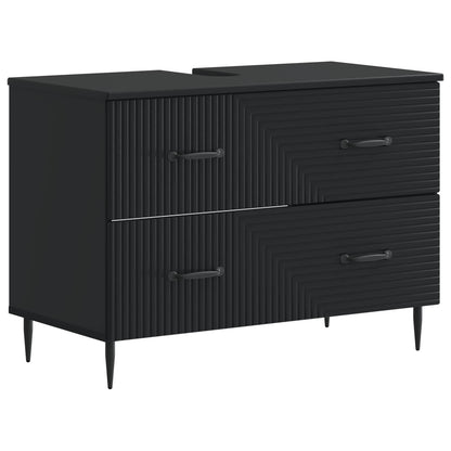 vidaXL 4 Piece Bathroom Cabinet Set HAARLEM Black Engineered Wood 5