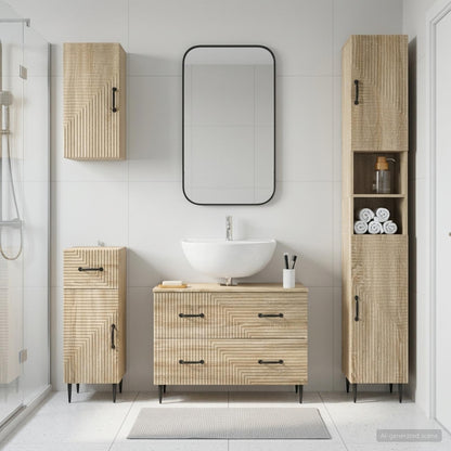 vidaXL 4 Piece Bathroom Cabinet Set HAARLEM Sonoma Oak Engineered Wood 1