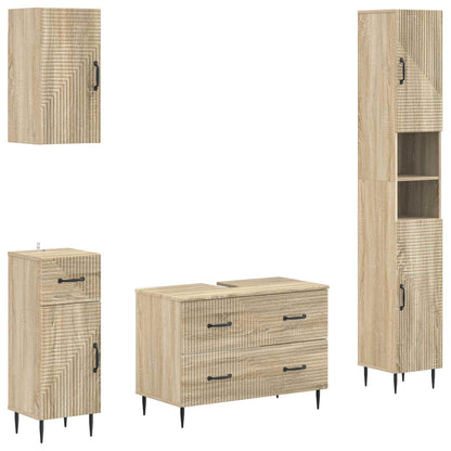 vidaXL 4 Piece Bathroom Cabinet Set HAARLEM Sonoma Oak Engineered Wood 2