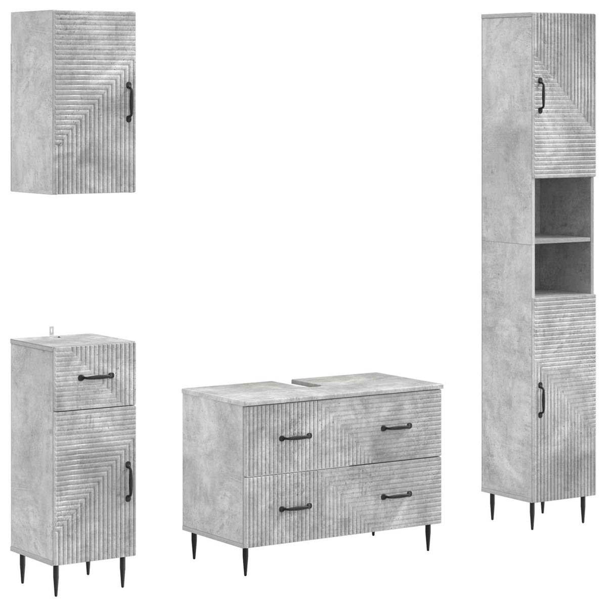 vidaXL 4 Piece Bathroom Cabinet Set HAARLEM Concrete Grey 2