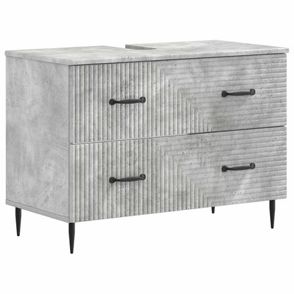 vidaXL 4 Piece Bathroom Cabinet Set HAARLEM Concrete Grey 5