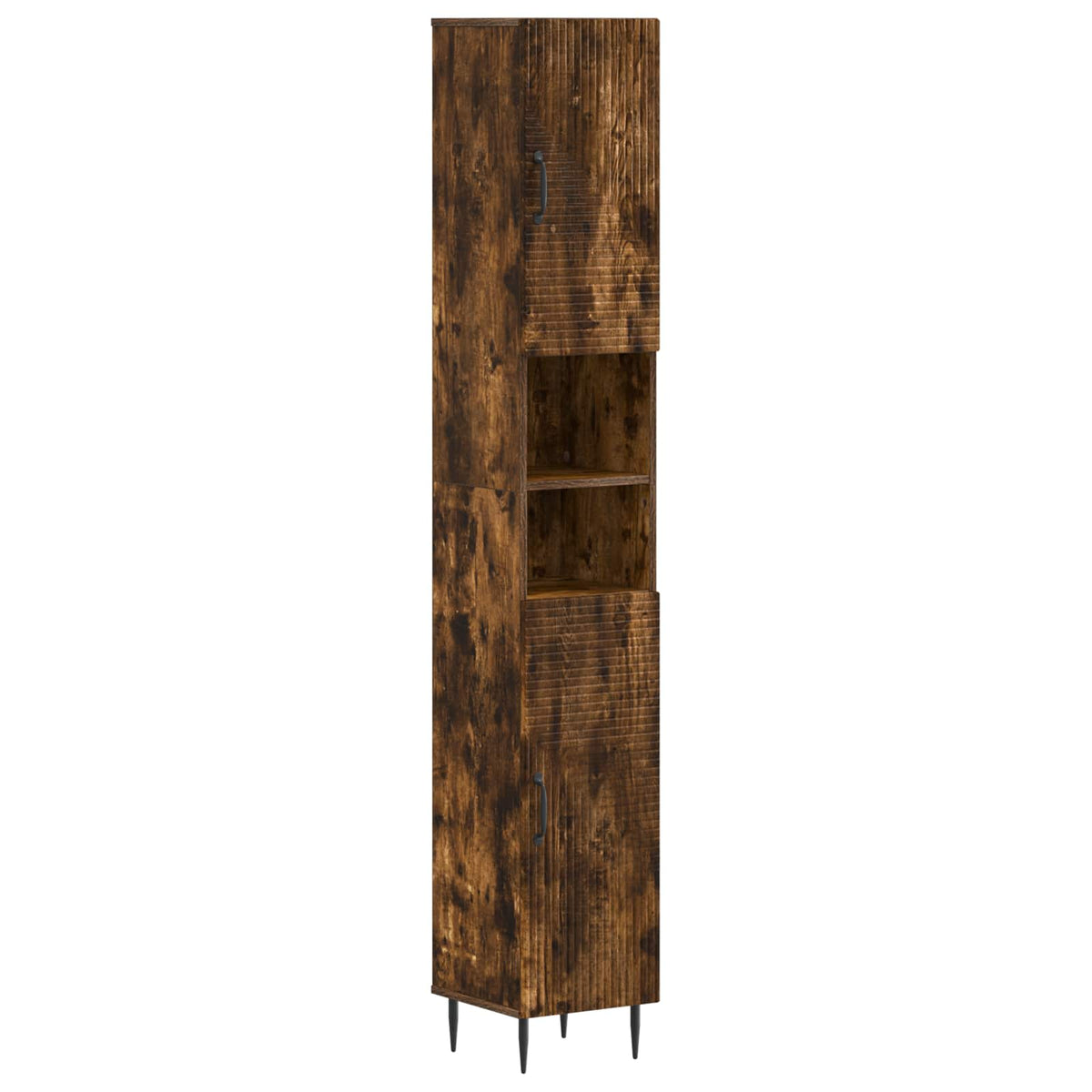 vidaXL 4 Piece Bathroom Cabinet Set HAARLEM Smoked Oak Engineered Wood 6