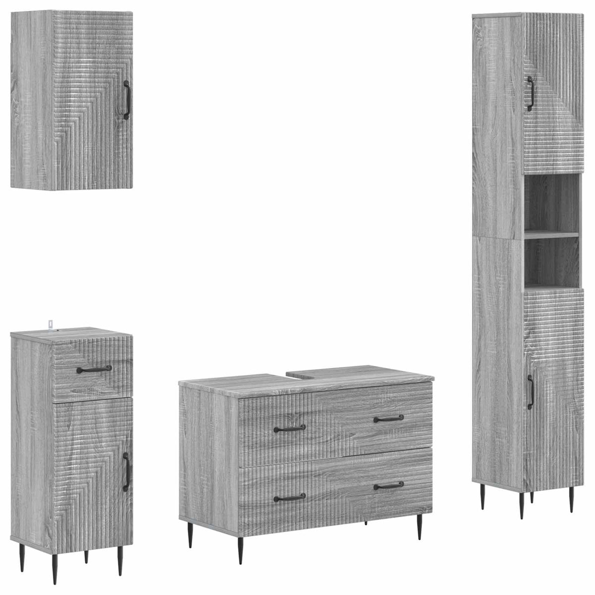 vidaXL 4 Piece Bathroom Cabinet Set HAARLEM Grey Sonoma 2