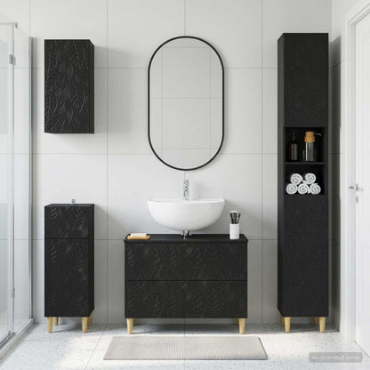 vidaXL 4 Piece Bathroom Cabinet Set DELFT Black Engineered Wood 1