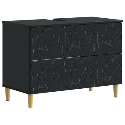 vidaXL 4 Piece Bathroom Cabinet Set DELFT Black Engineered Wood 5