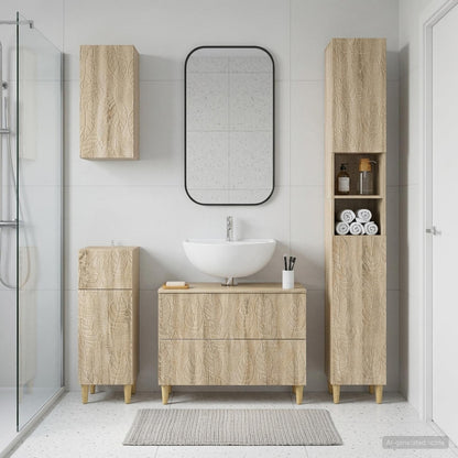 vidaXL 4 Piece Bathroom Cabinet Set DELFT Sonoma Oak Engineered Wood 1