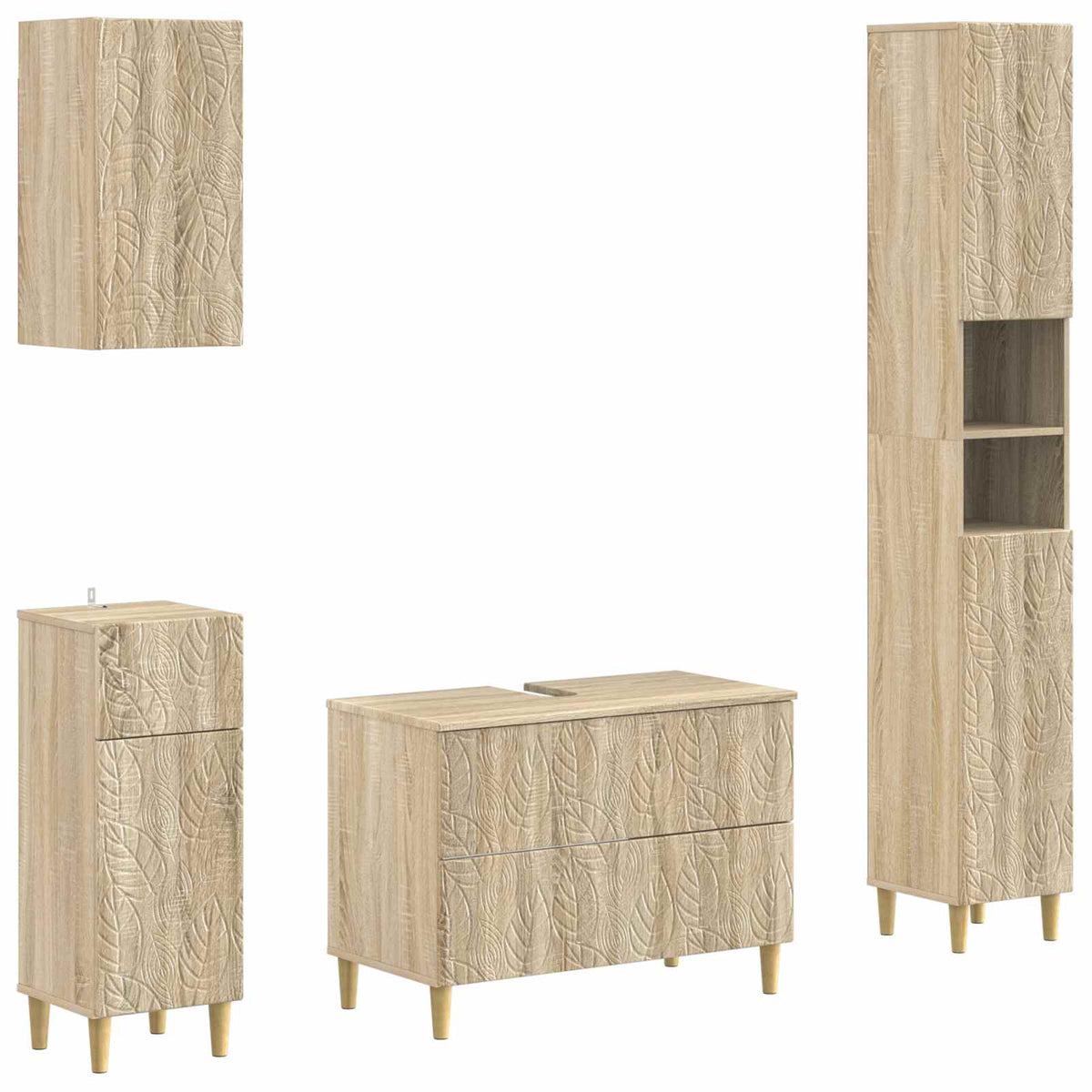 vidaXL 4 Piece Bathroom Cabinet Set DELFT Sonoma Oak Engineered Wood 2