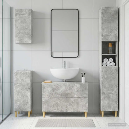 vidaXL 4 Piece Bathroom Cabinet Set DELFT Concrete Grey 1