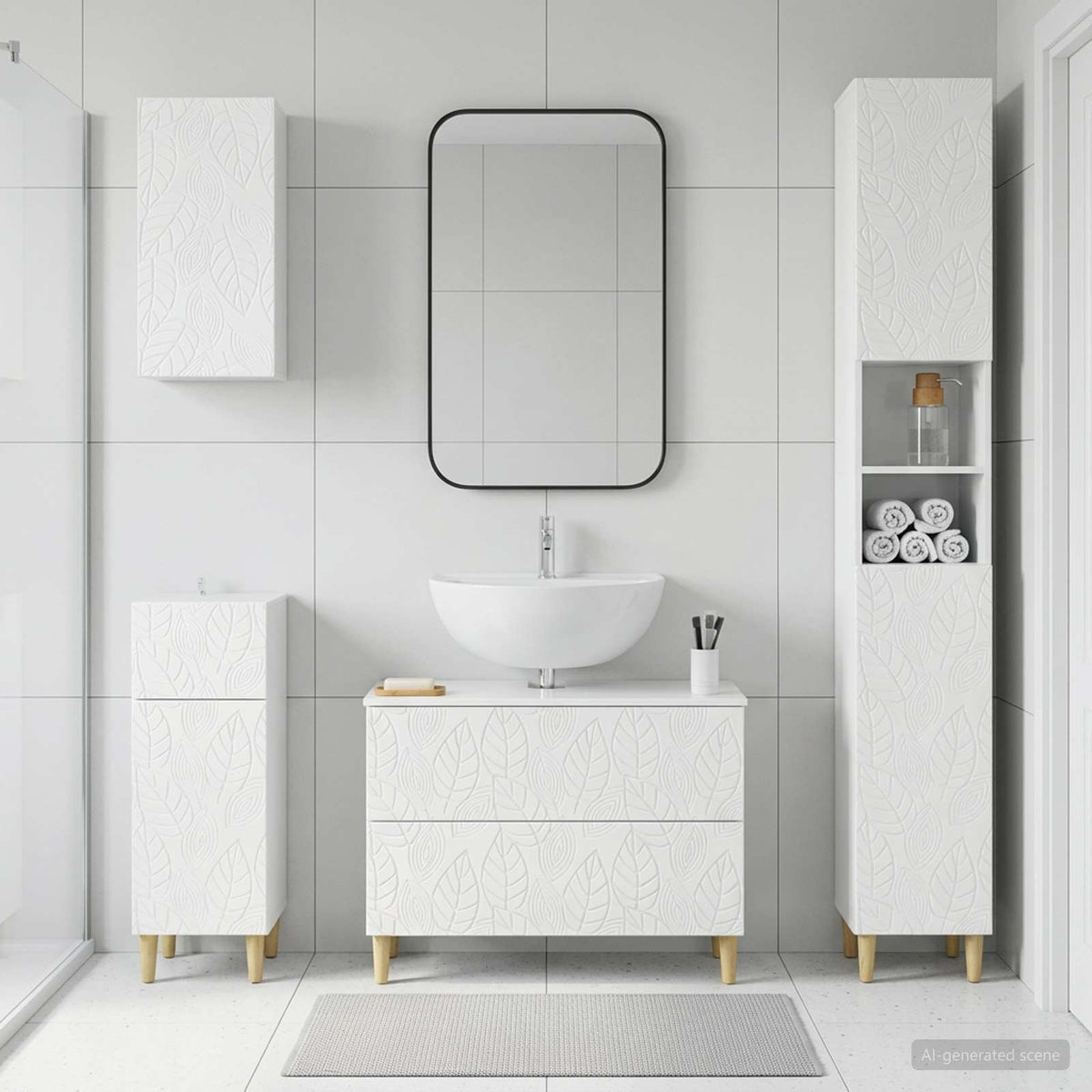vidaXL 4 Piece Bathroom Cabinet Set DELFT High Gloss White 1