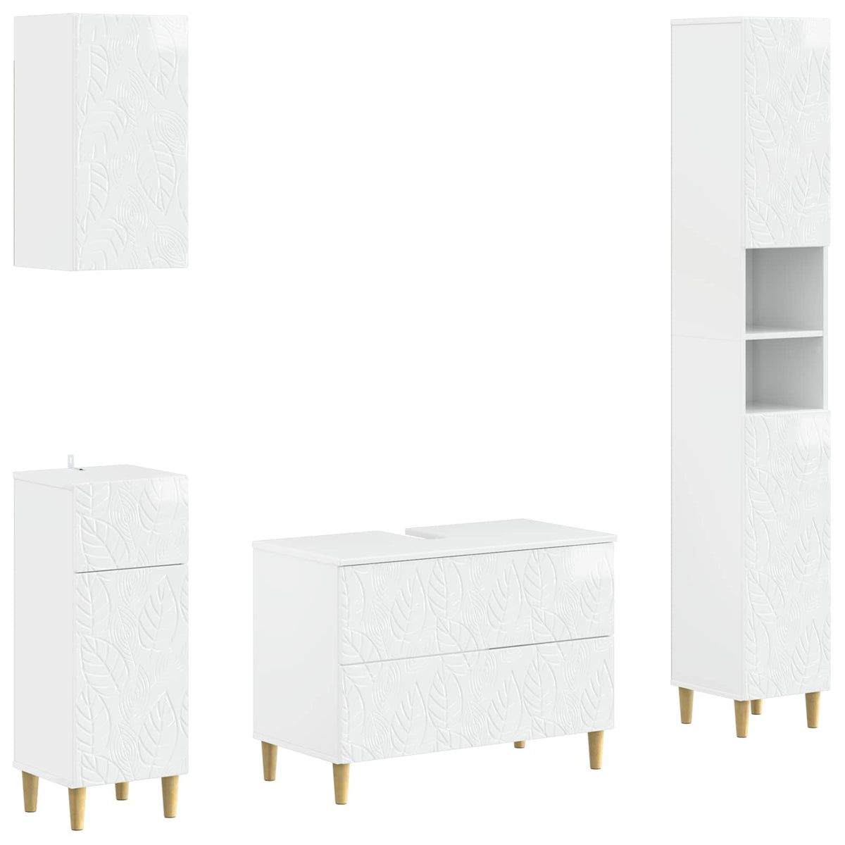 vidaXL 4 Piece Bathroom Cabinet Set DELFT High Gloss White 2