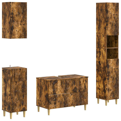 vidaXL 4 Piece Bathroom Cabinet Set DELFT Smoked Oak Engineered Wood 2