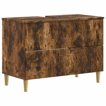 vidaXL 4 Piece Bathroom Cabinet Set DELFT Smoked Oak Engineered Wood 5