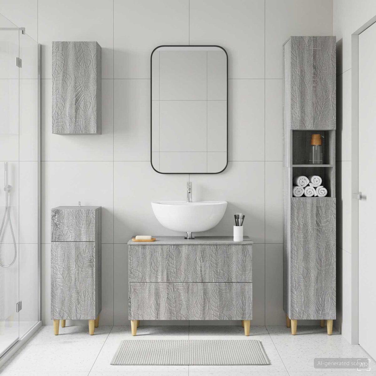vidaXL 4 Piece Bathroom Cabinet Set DELFT Grey Sonoma Engineered Wood 1