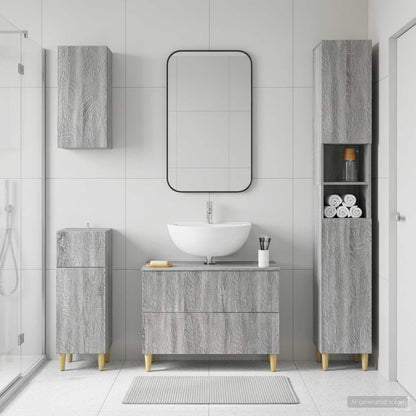 vidaXL 4 Piece Bathroom Cabinet Set DELFT Grey Sonoma Engineered Wood 1