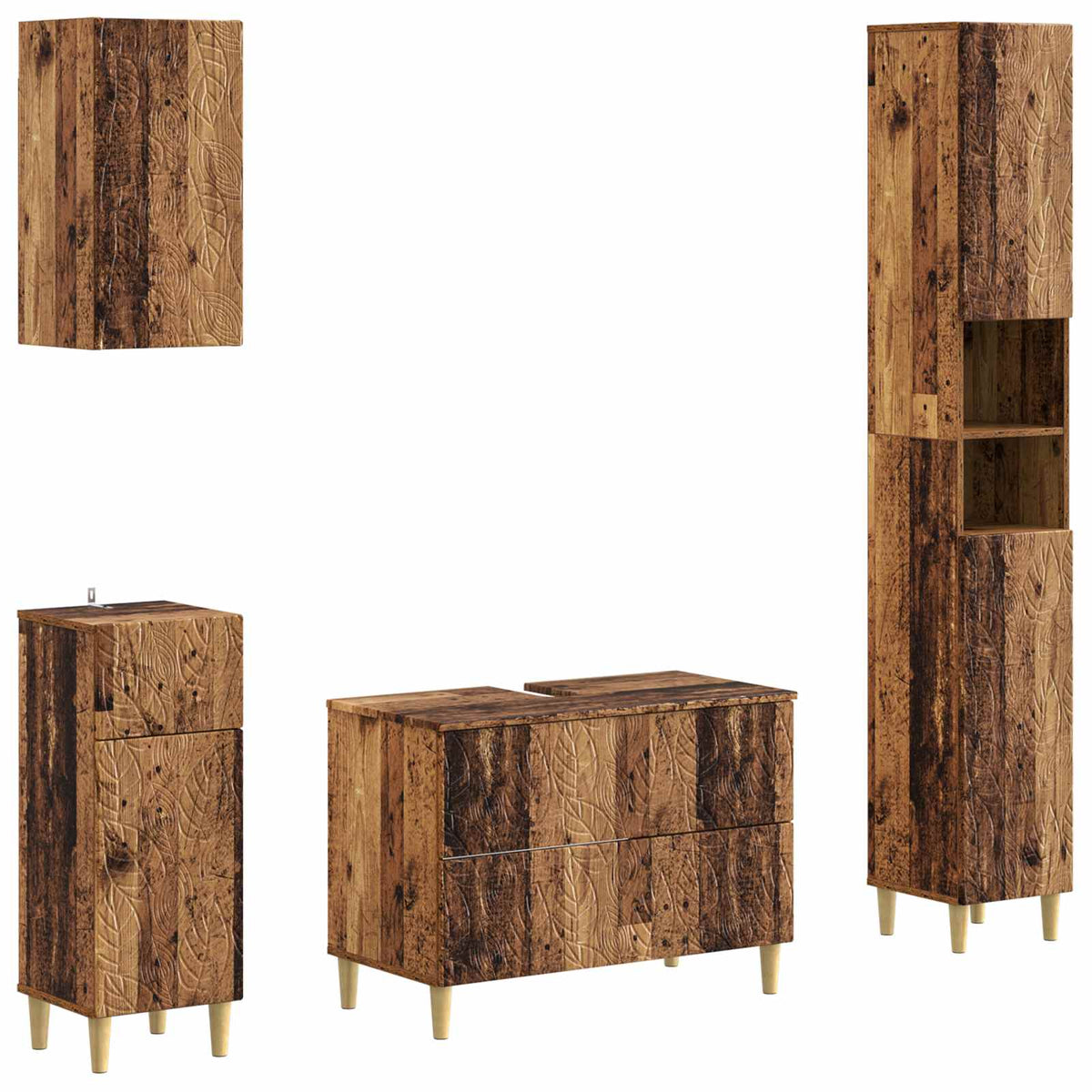 vidaXL 4 Piece Bathroom Cabinet Set DELFT Old Wood Engineered Wood 2