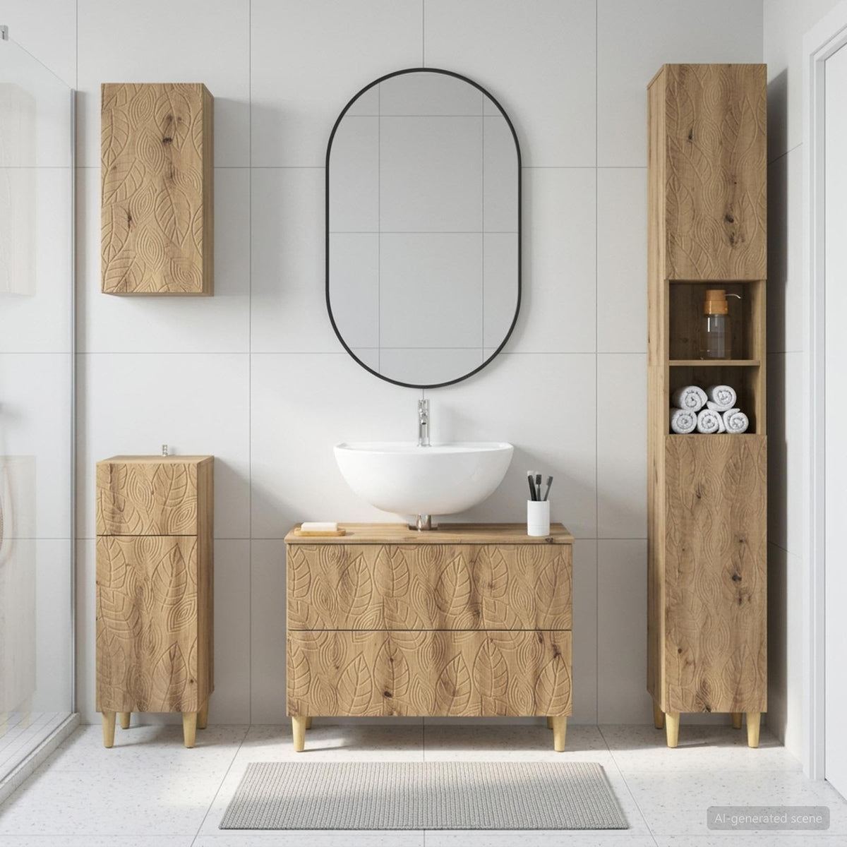 vidaXL 4 Piece Bathroom Cabinet Set DELFT Artisan Oak Engineered Wood 1