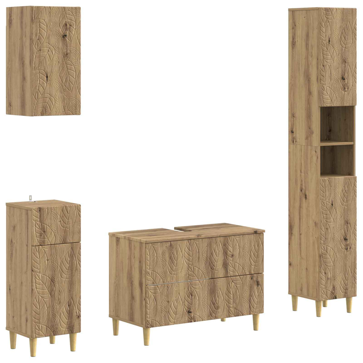 vidaXL 4 Piece Bathroom Cabinet Set DELFT Artisan Oak Engineered Wood 2