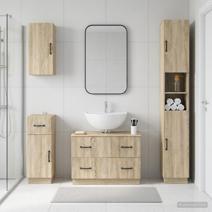 vidaXL 4 Piece Bathroom Cabinet Set HOORN Sonoma Oak Engineered Wood 1