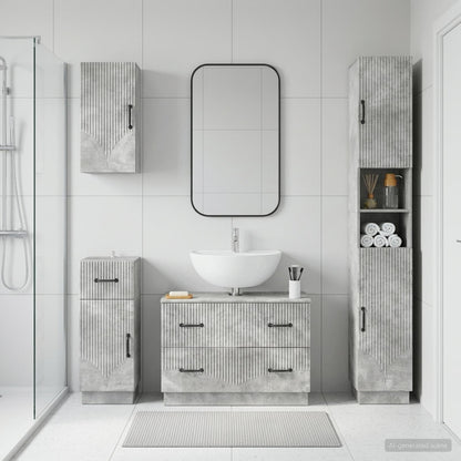 vidaXL 4 Piece Bathroom Cabinet Set HOORN Concrete Grey 1