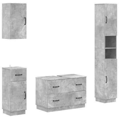 vidaXL 4 Piece Bathroom Cabinet Set HOORN Concrete Grey 2