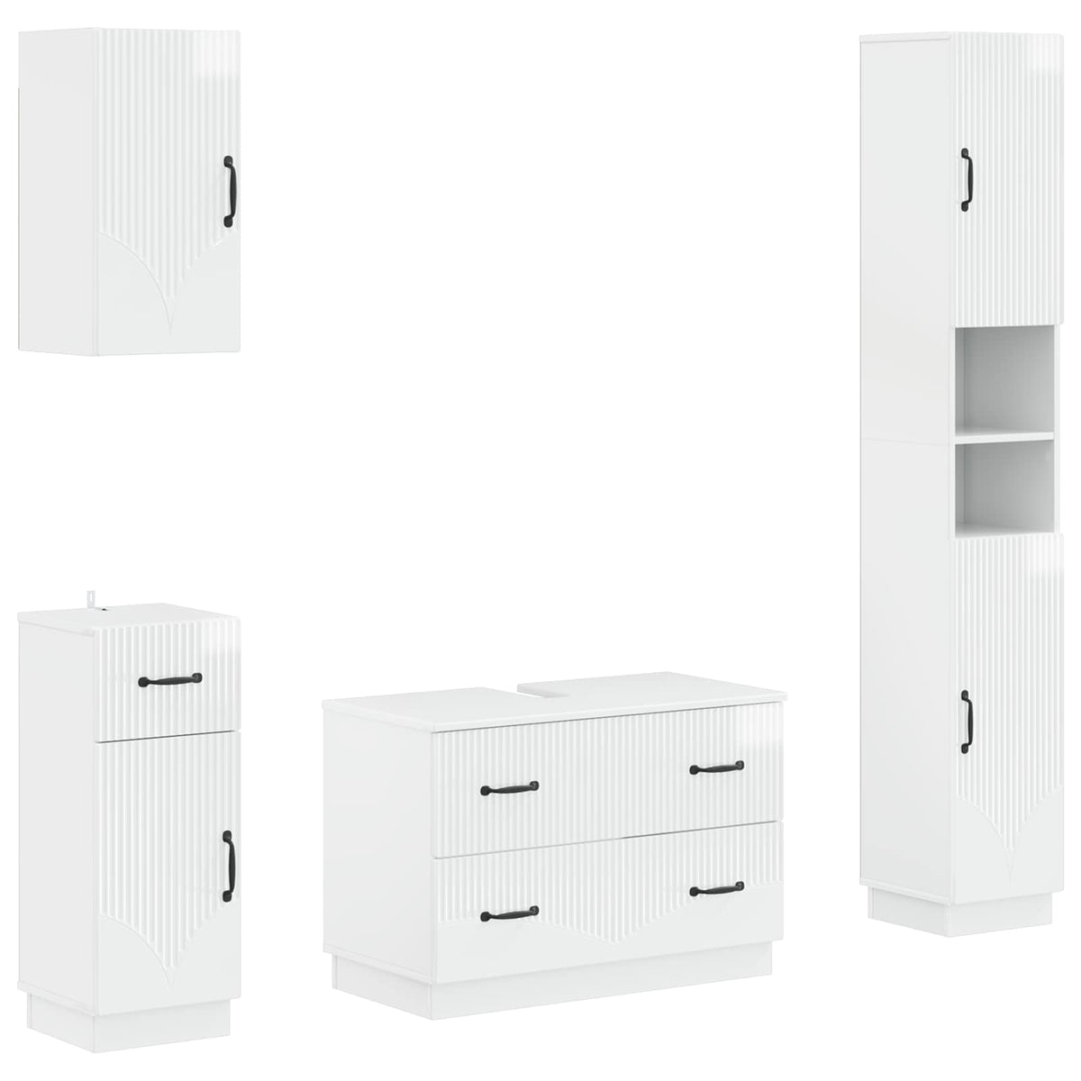 vidaXL 4 Piece Bathroom Cabinet Set HOORN High Gloss White 2