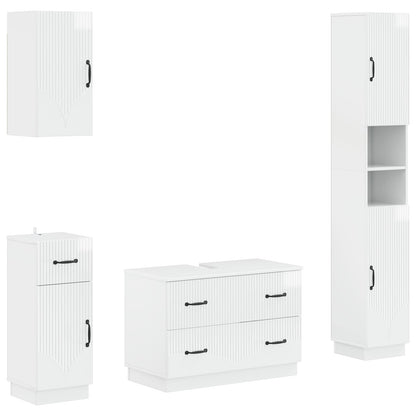 vidaXL 4 Piece Bathroom Cabinet Set HOORN High Gloss White 2