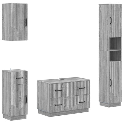 vidaXL 4 Piece Bathroom Cabinet Set HOORN Grey Sonoma Engineered Wood 2