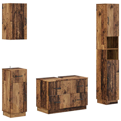 vidaXL 4 Piece Bathroom Cabinet Set HOORN Old Wood Engineered Wood 2