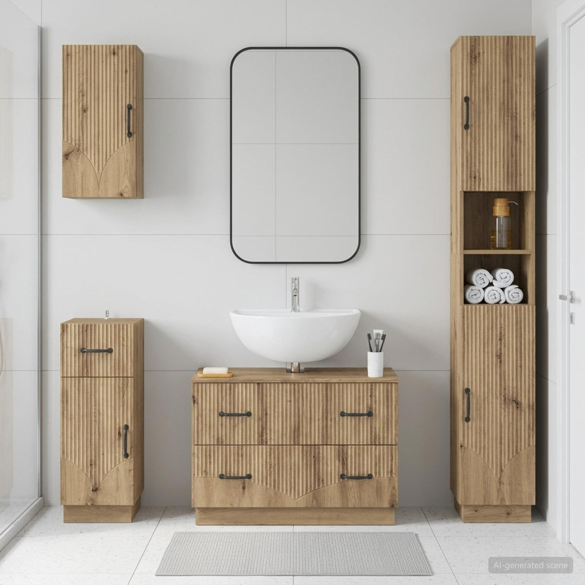 vidaXL 4 Piece Bathroom Cabinet Set HOORN Artisan Oak Engineered Wood 1