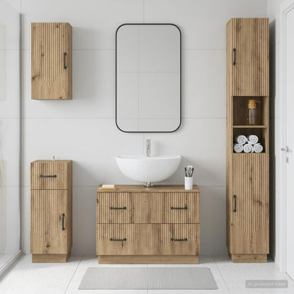 vidaXL 4 Piece Bathroom Cabinet Set HOORN Artisan Oak Engineered Wood 1