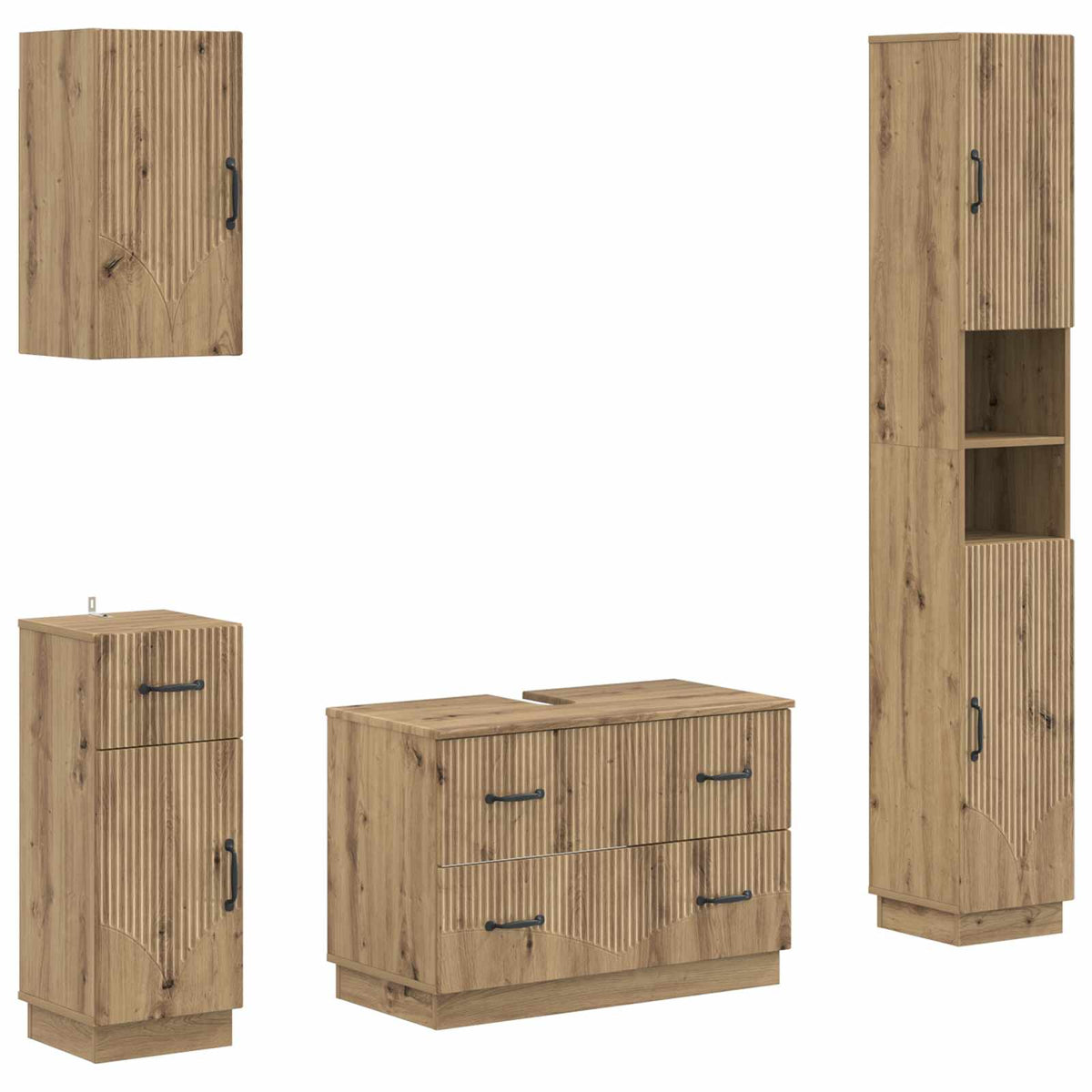 vidaXL 4 Piece Bathroom Cabinet Set HOORN Artisan Oak Engineered Wood 2