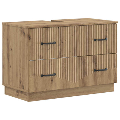 vidaXL 4 Piece Bathroom Cabinet Set HOORN Artisan Oak Engineered Wood 5