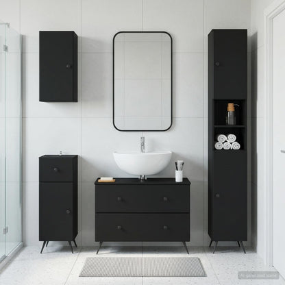 vidaXL 4 Piece Bathroom Cabinet Set BREDA Black Engineered Wood 1