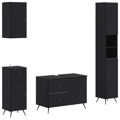 vidaXL 4 Piece Bathroom Cabinet Set BREDA Black Engineered Wood 2