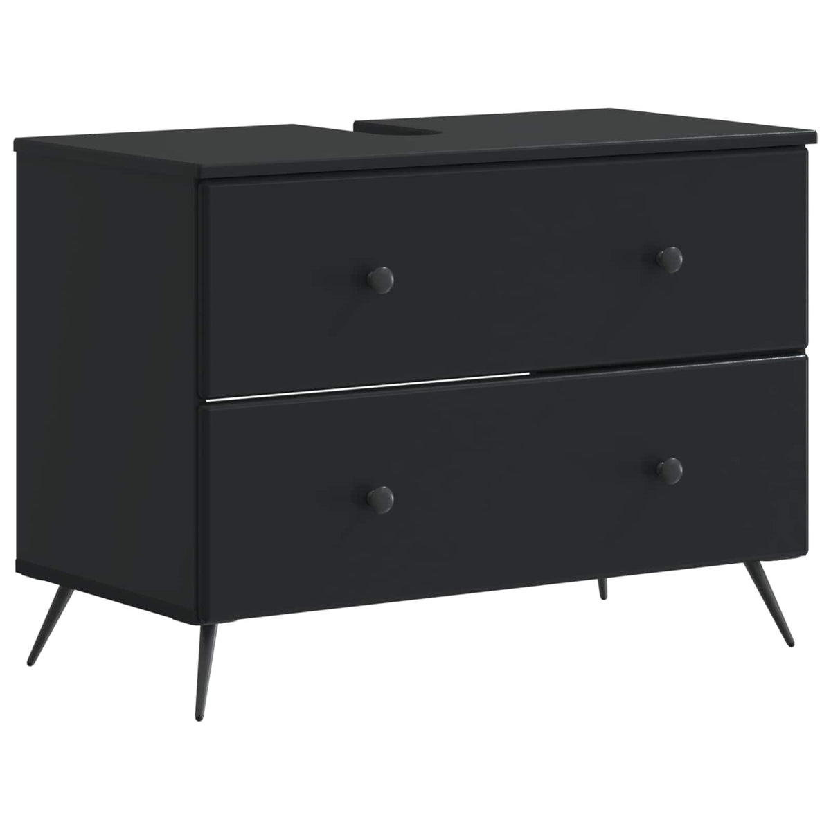 vidaXL 4 Piece Bathroom Cabinet Set BREDA Black Engineered Wood 5
