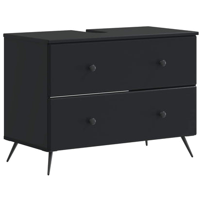 vidaXL 4 Piece Bathroom Cabinet Set BREDA Black Engineered Wood 5