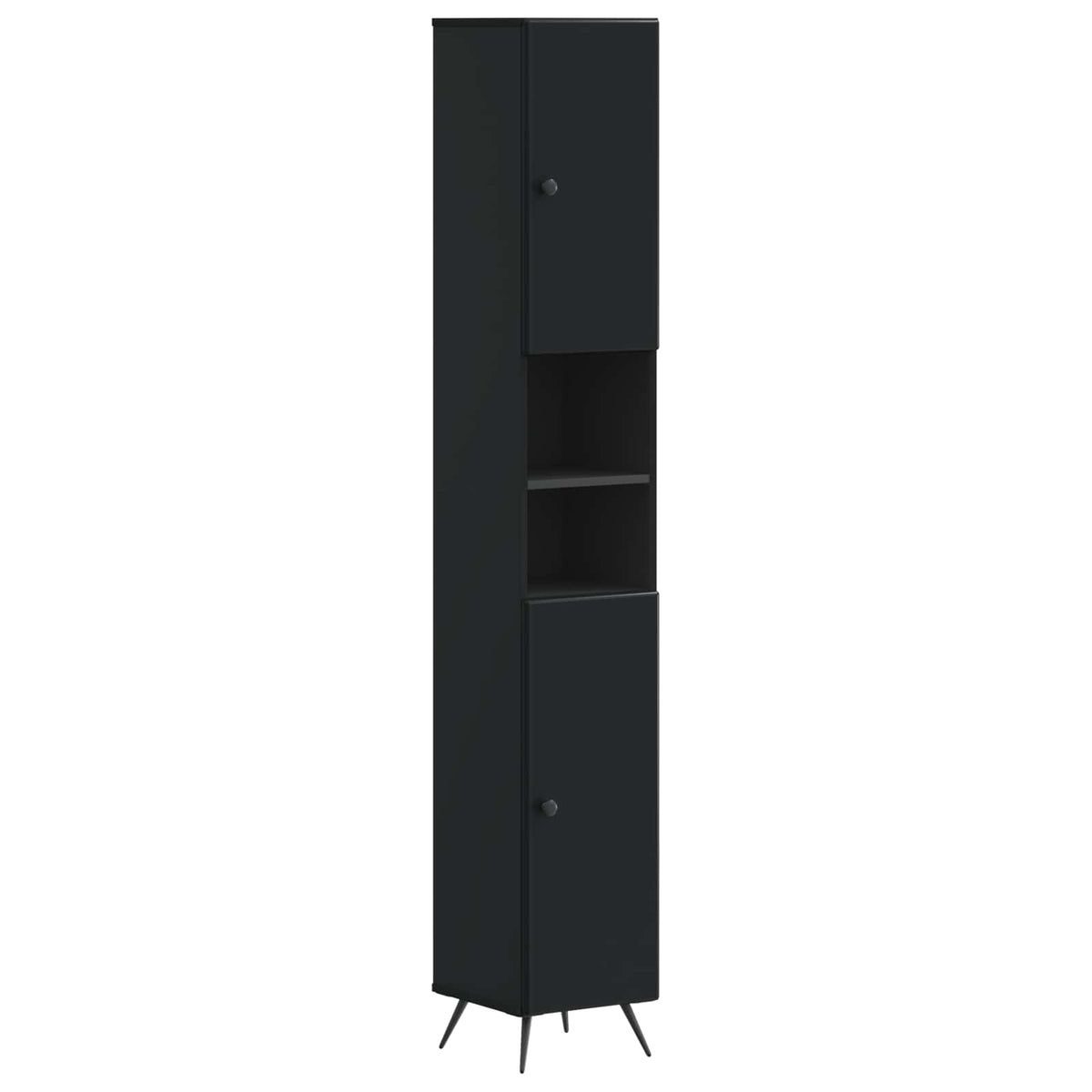 vidaXL 4 Piece Bathroom Cabinet Set BREDA Black Engineered Wood 6
