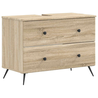 vidaXL 4 Piece Bathroom Cabinet Set BREDA Sonoma Oak Engineered Wood 5